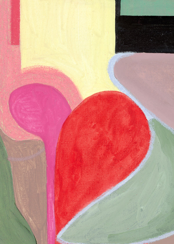 Abstract kunstwerk met rode organische vormen