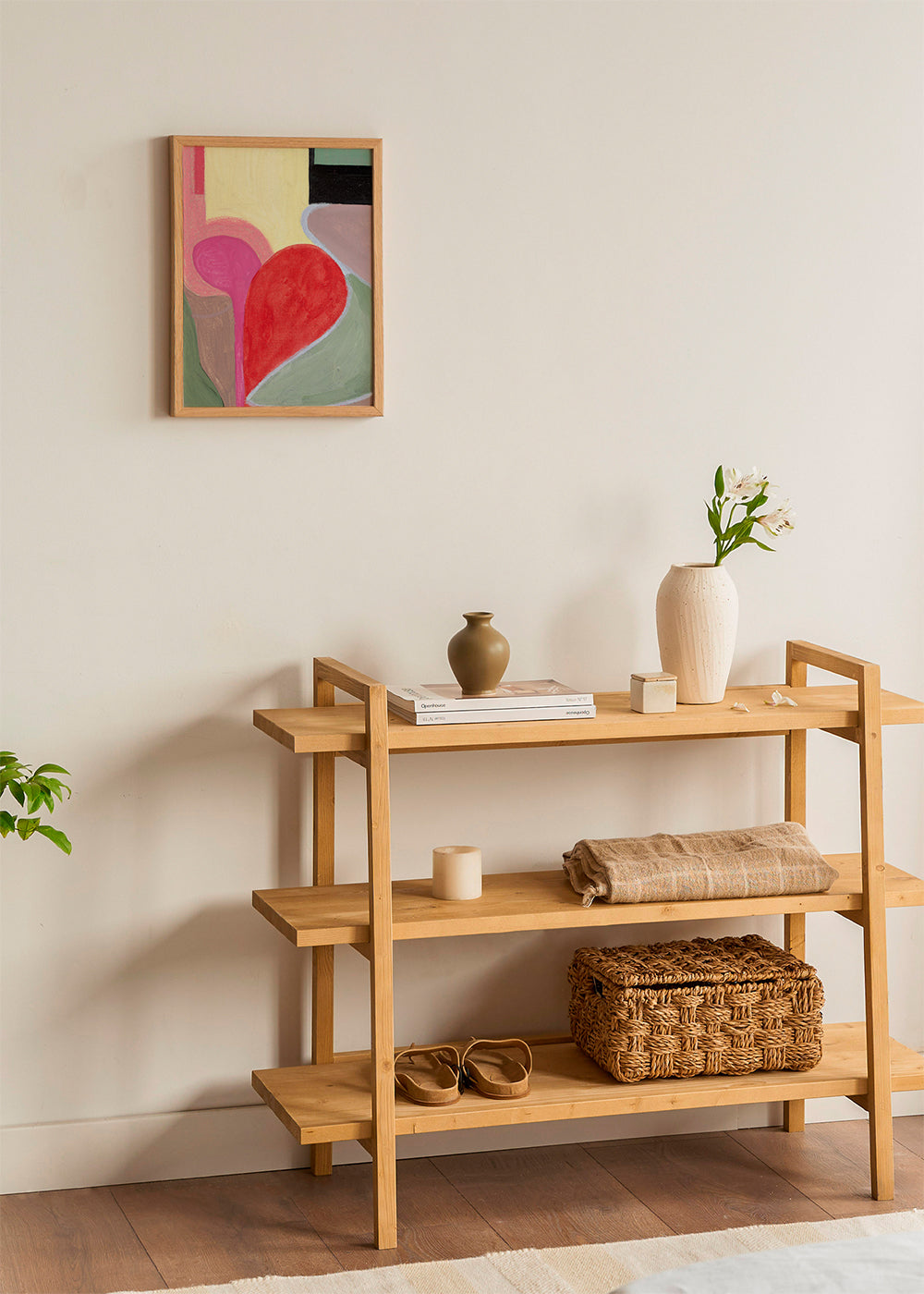 Abstract kunstwerk met rode organische vormen