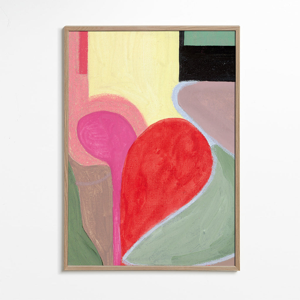 Abstract kunstwerk met rode organische vormen
