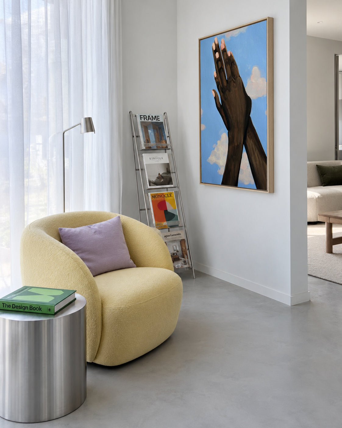 Himmel blau - Framed canvas in an interior