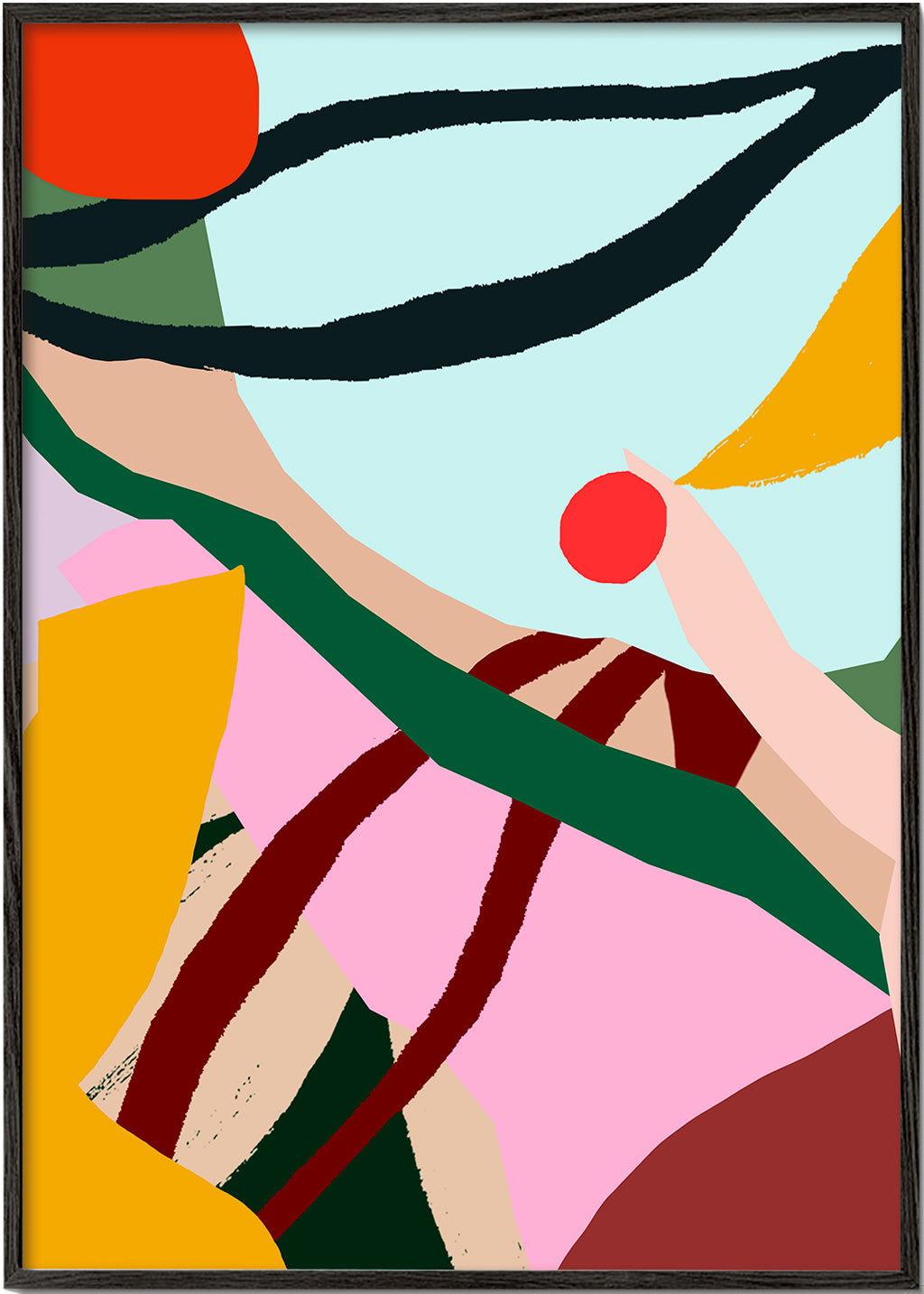 Abstracte illustratie met fruit en hand