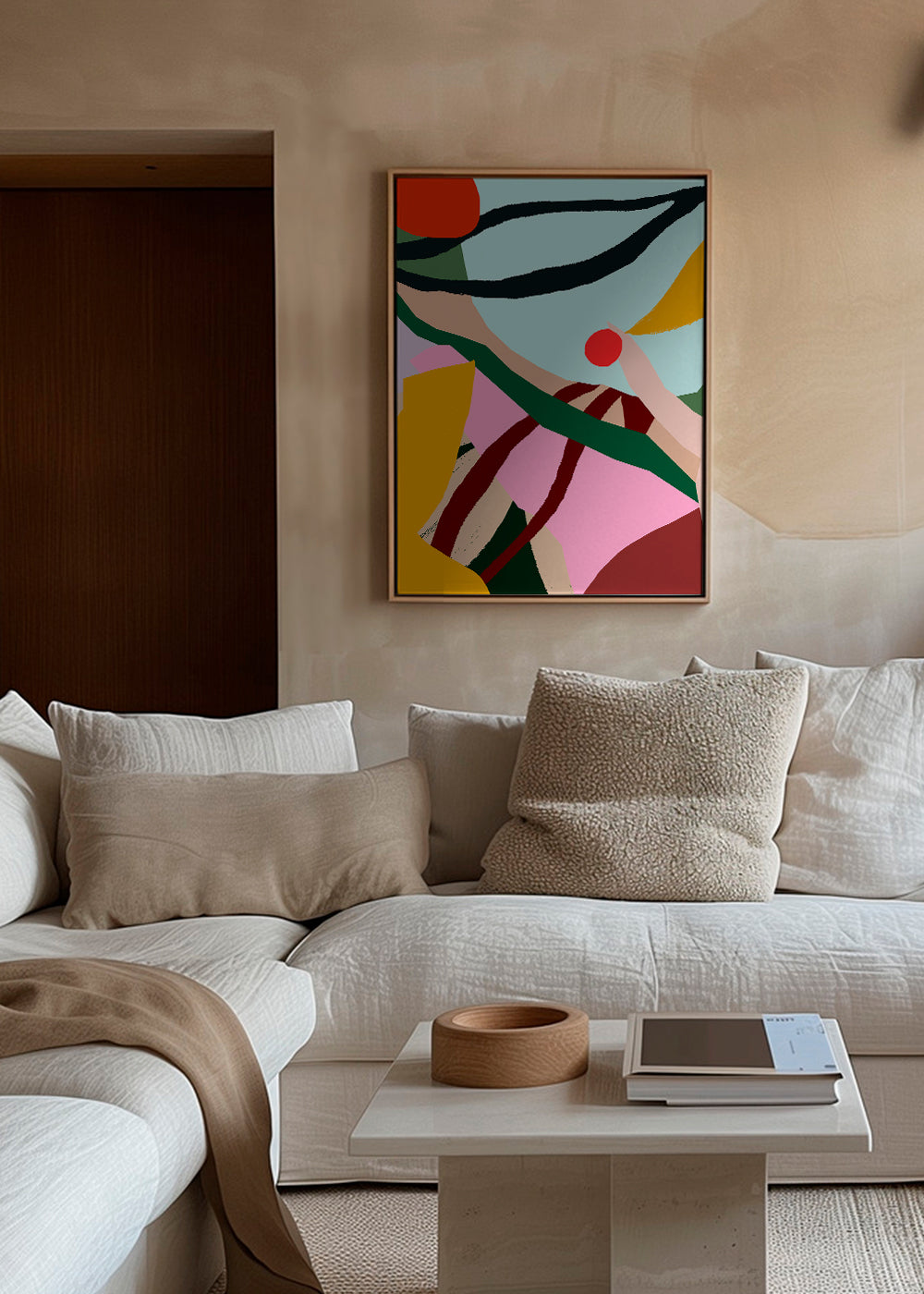Abstracte illustratie met fruit en hand