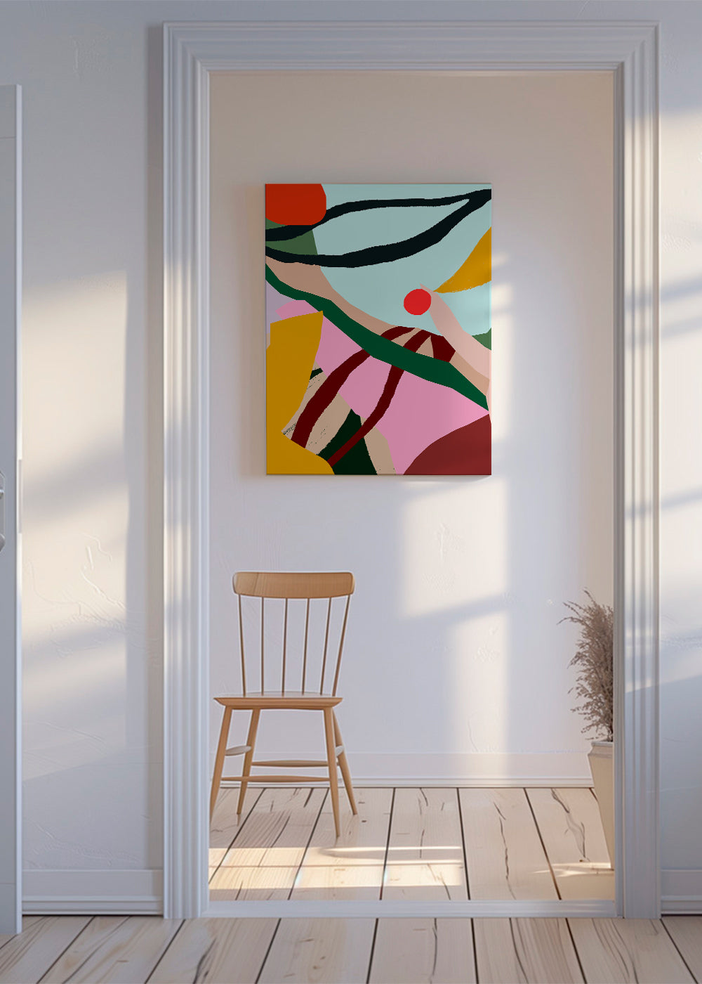Abstracte illustratie met fruit en hand