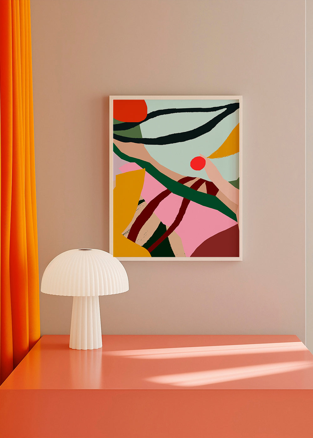 Abstracte illustratie met fruit en hand