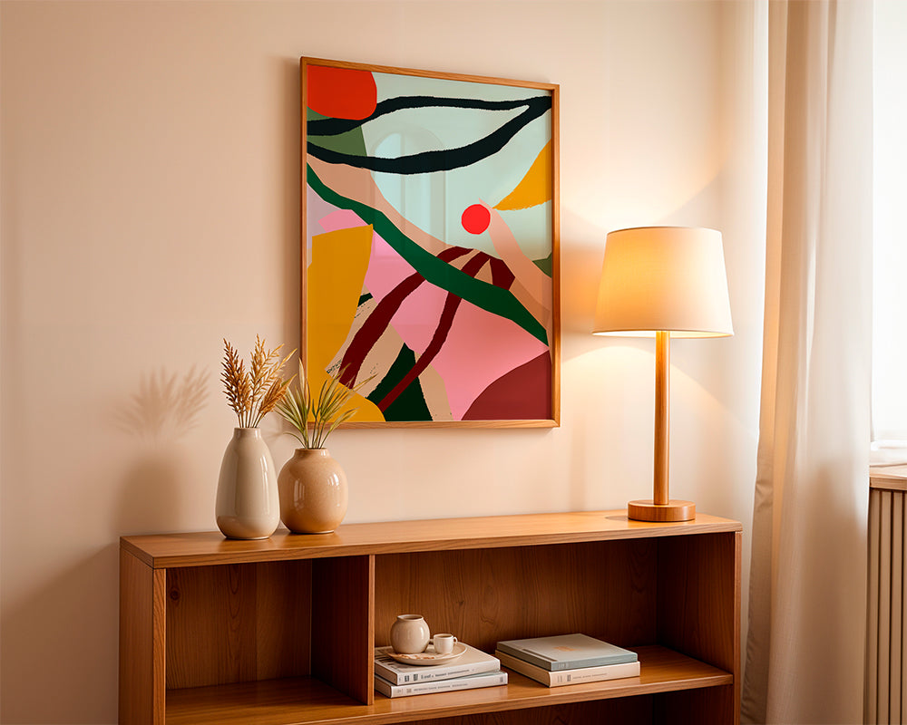 Abstracte illustratie met fruit en hand