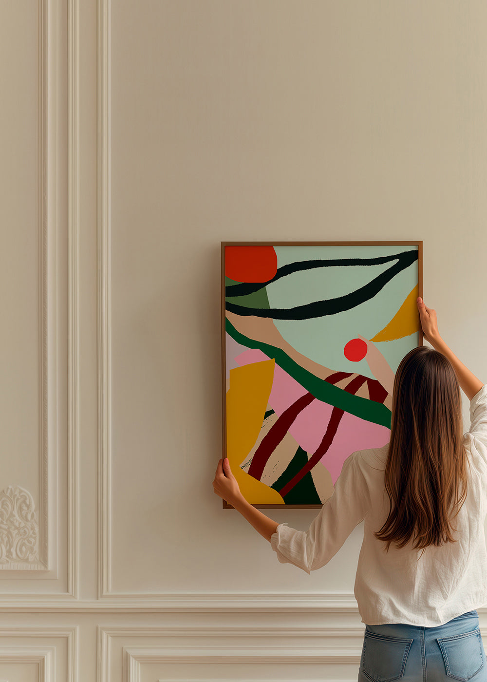 Abstracte illustratie met fruit en hand