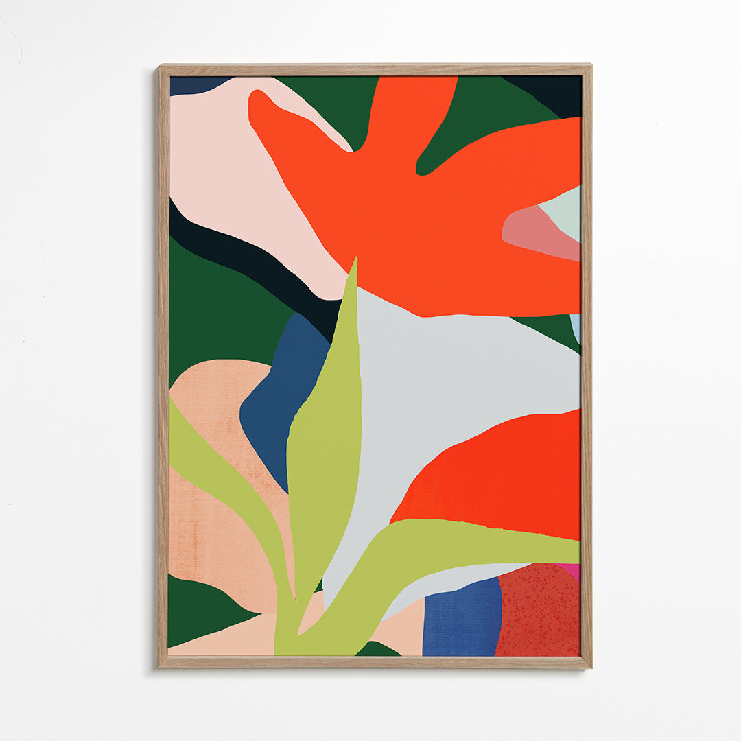 Botanische poster met koraalbladeren