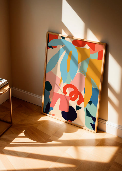 Abstract kunstwerk met organische vormen en kleur