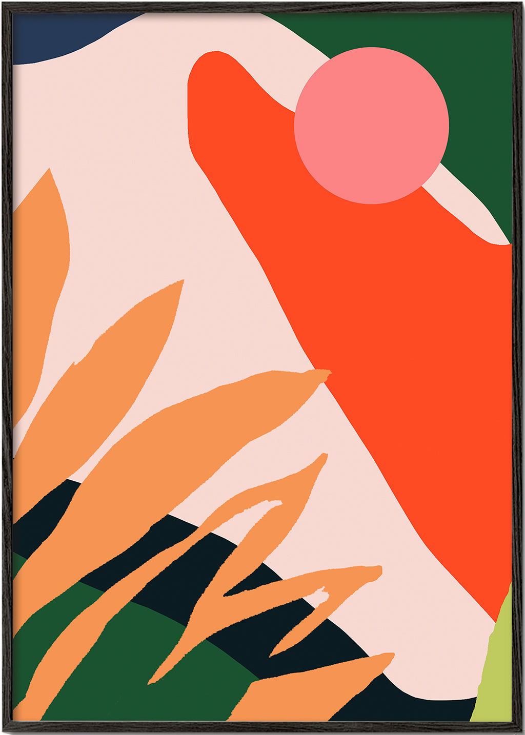 Botanische print met organische vormen en levendige kleuren