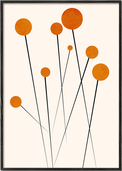 Botanische poster met oranje cirkels