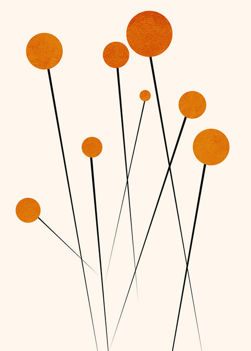 Botanische poster met oranje cirkels
