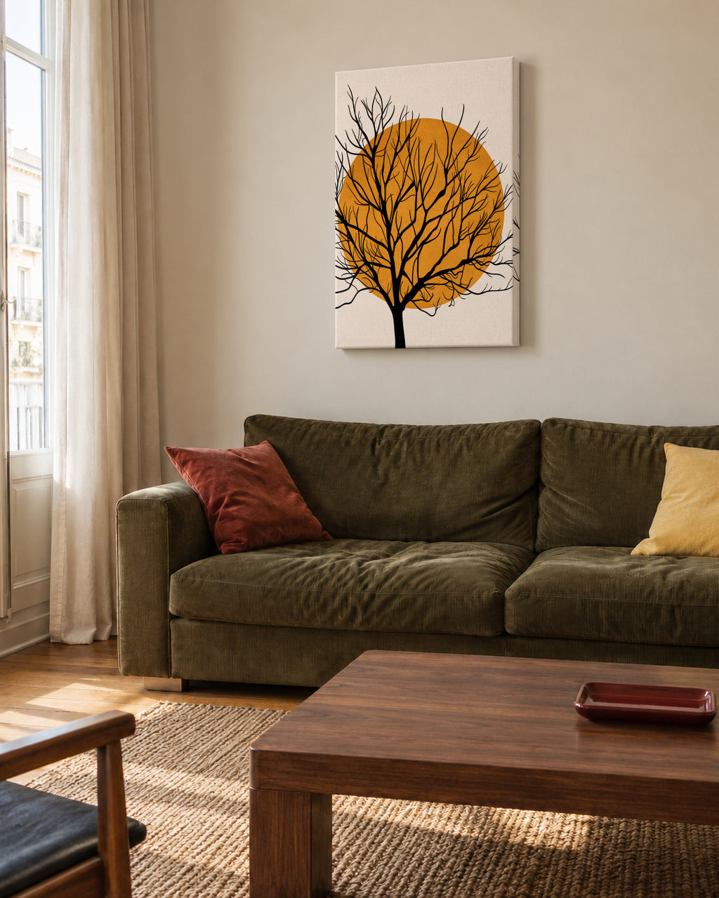 Hiding Sun - Unframed canvas in an interior