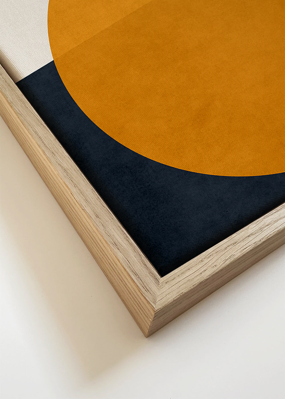 Geometrische poster met oranje zon en vogels