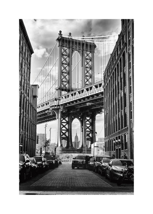 Stadsposter Manhattan Bridge zwart-wit