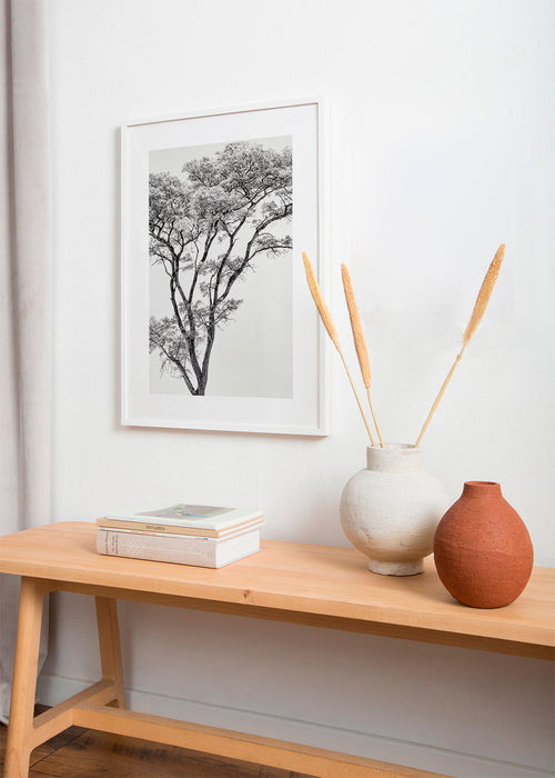 Botanische print: boom in zwart-wit