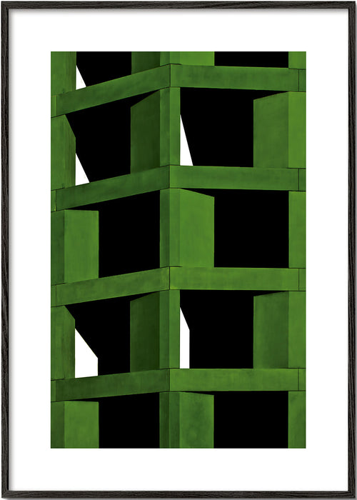 Geometrisch kunstwerk groene modulaire structuur