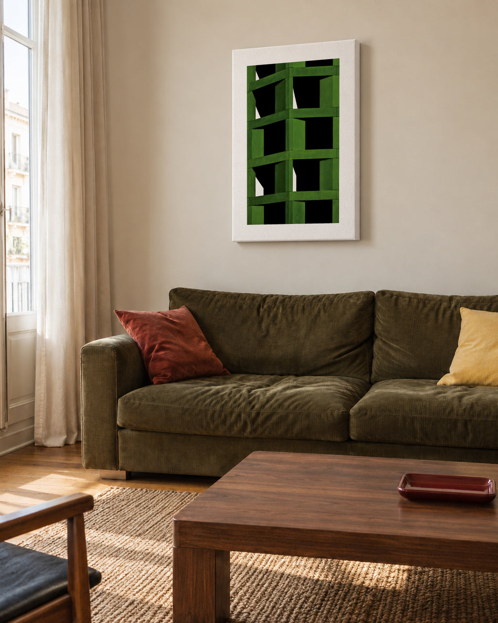 under construction - Unframed canvas in an interior