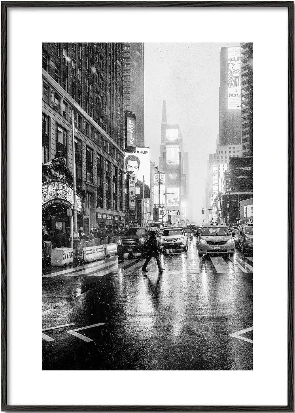 Stadsbeeld zwart-wit: Times Square in de regen