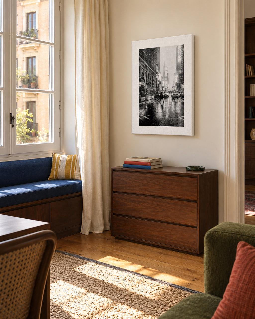 Times Square - Unframed canvas in an interior
