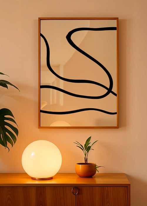 Minimalistisch ontwerp zwarte lijnen op beige