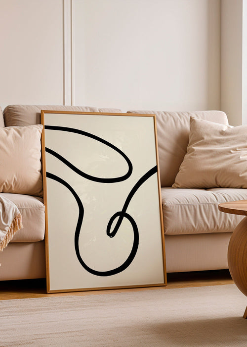 Minimalistische print zwarte lijnen organisch