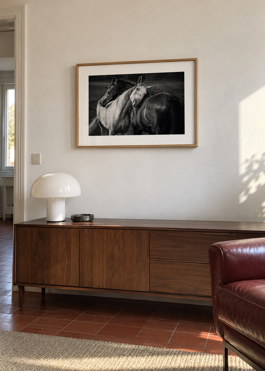 Warm rain - Framed poster in an interior