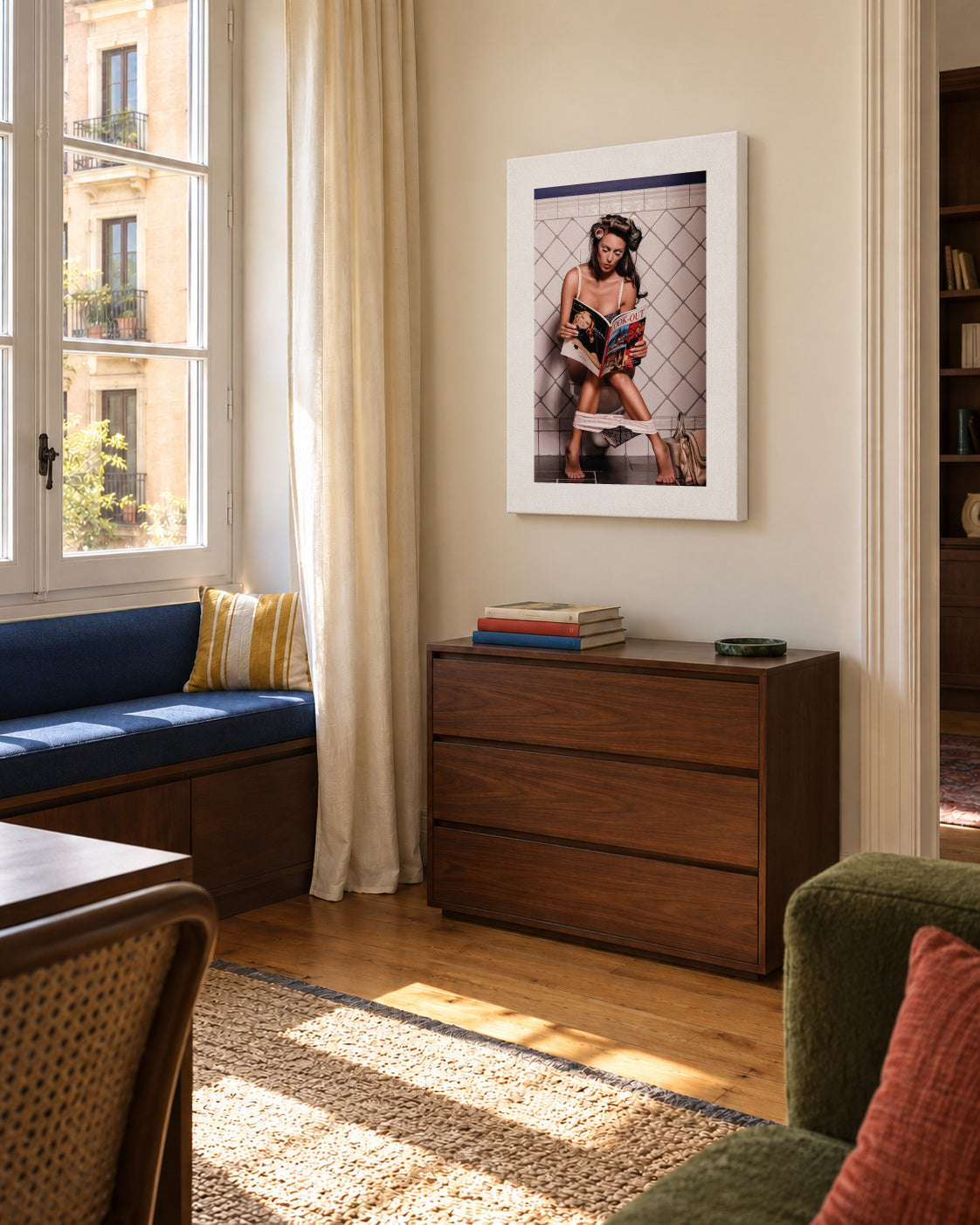 Multitasking - Unframed canvas in an interior