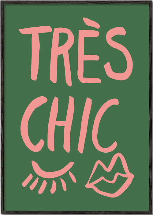 Illustratie Très Chic roze op groene achtergrond