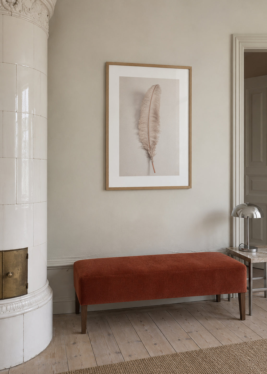 Feather II - Framed poster in an interior