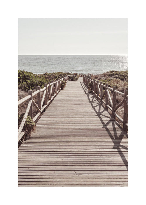 Landschap poster met houten pad naar strand