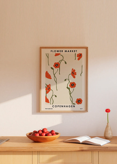 Botanische poster: Kopenhagen klaprozen