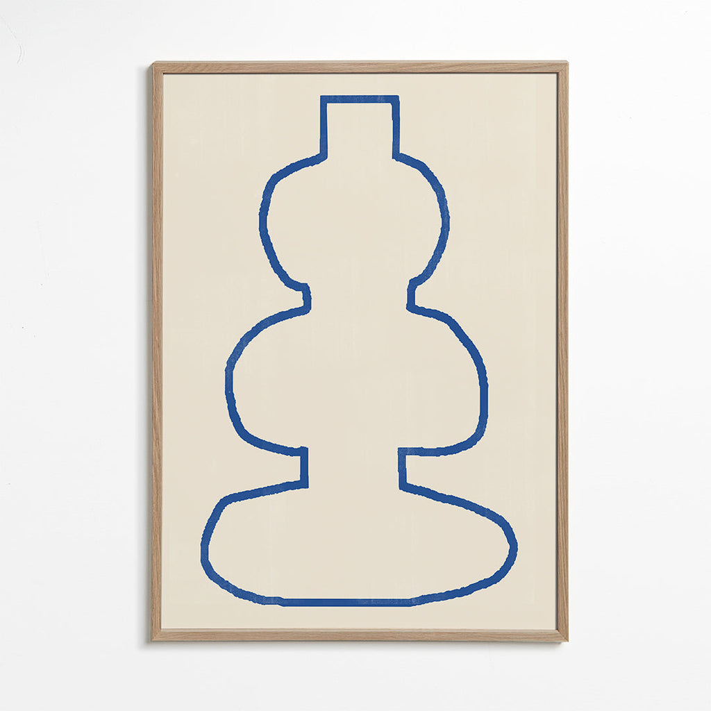 Minimalistisch ontwerp met blauwe contour