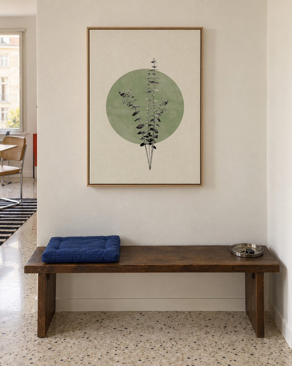 Eucalyptus and Green Moon - Framed canvas in an interior