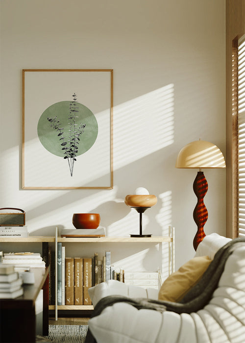 Botanische poster: eucalyptus met groene cirkel