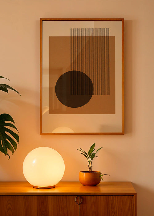 Geometrische poster met cirkel en lijnstructuur