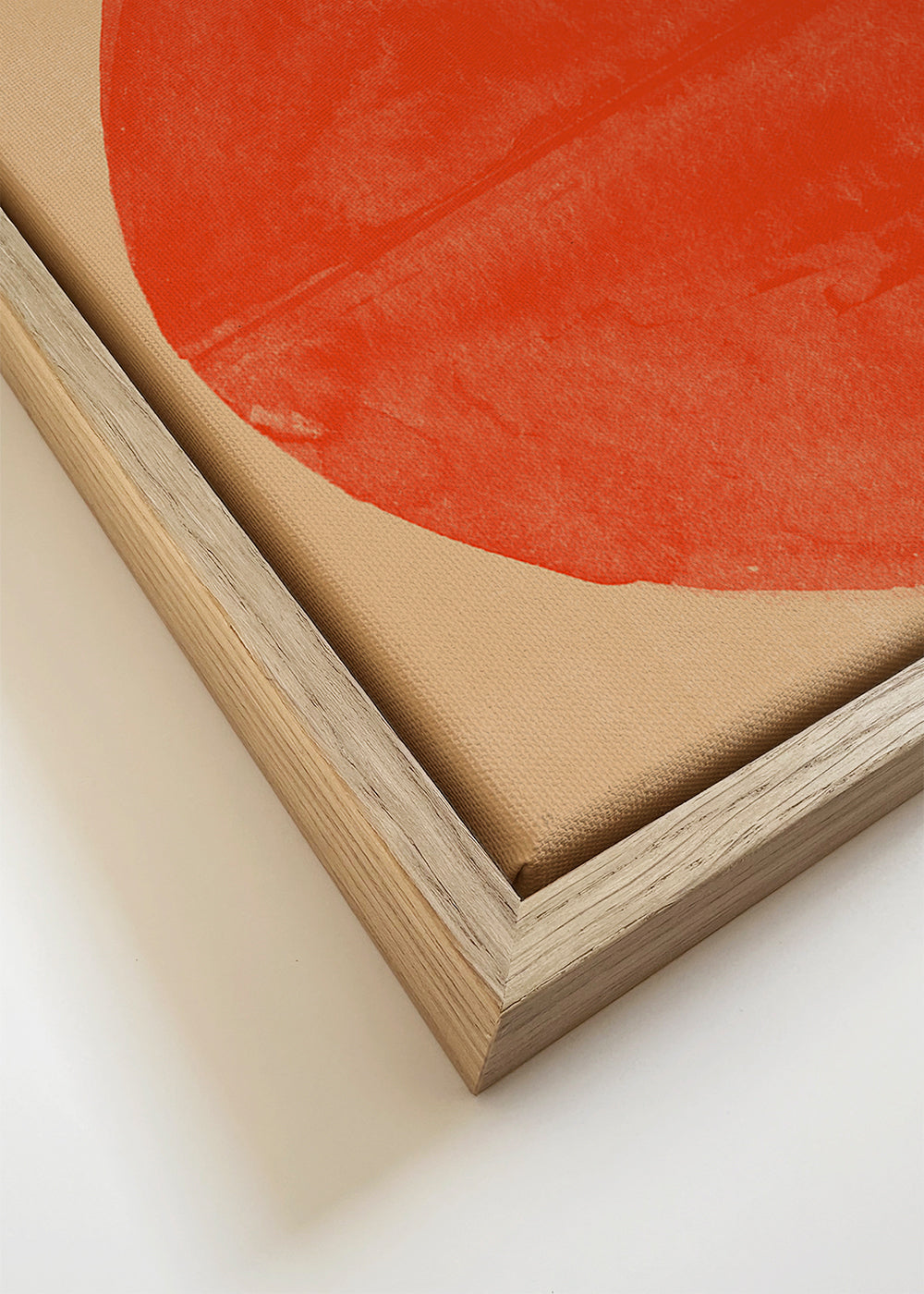 Abstracte kunst: rode cirkels op beige