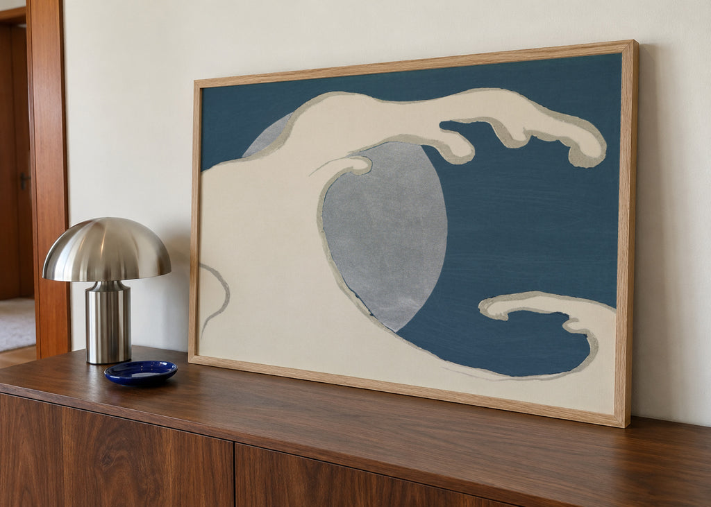 Waves and sun from Momoyogusa - Framed poster in an interior