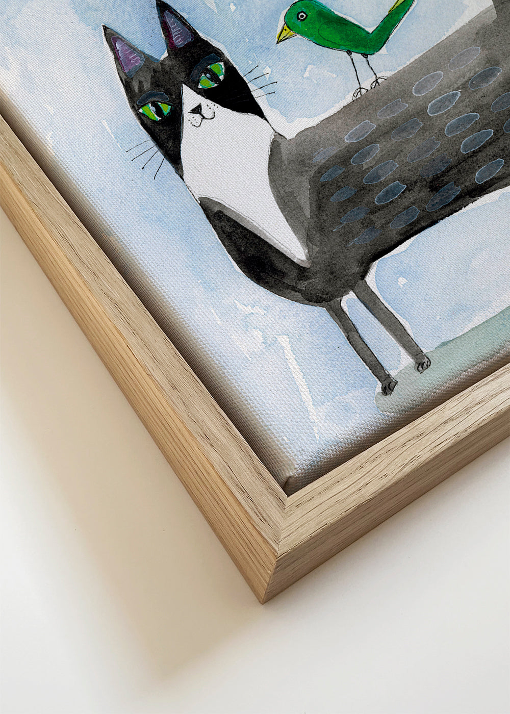 Speelse kat en vogel illustratie