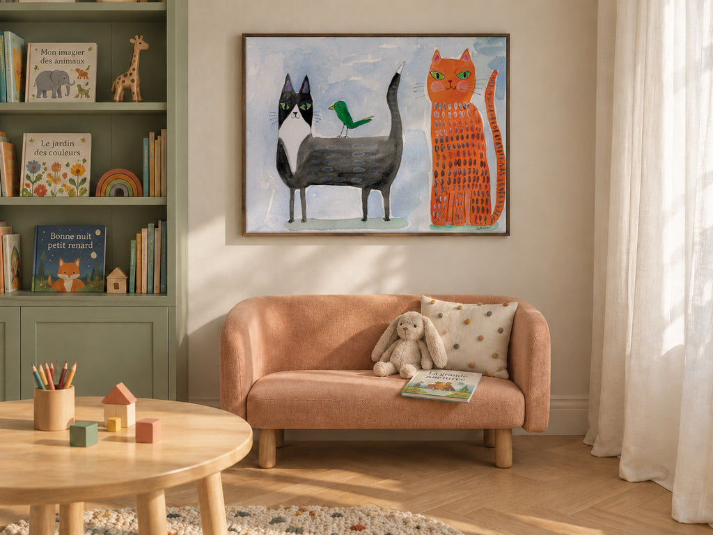 Unusual Friends - Framed canvas in an interior
