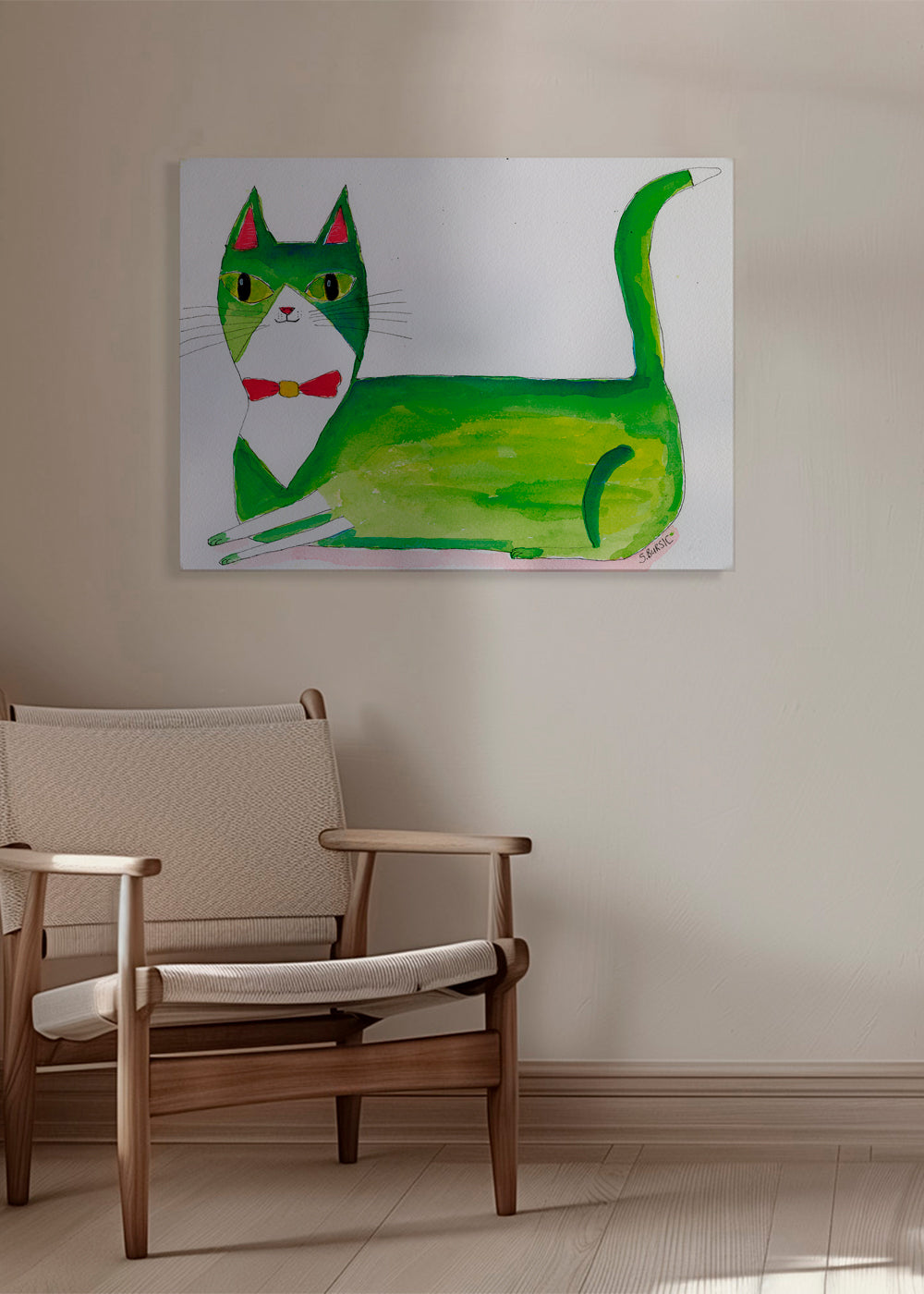 Groene kat illustratie liggend