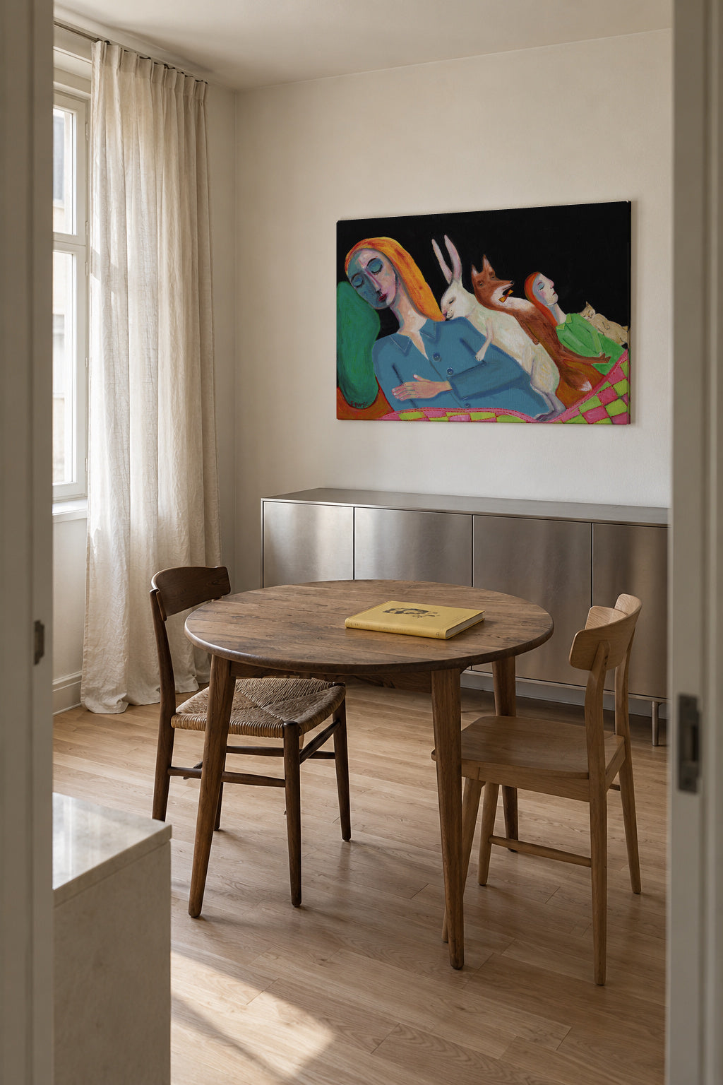 Five in the Bed - Unframed canvas in an interior