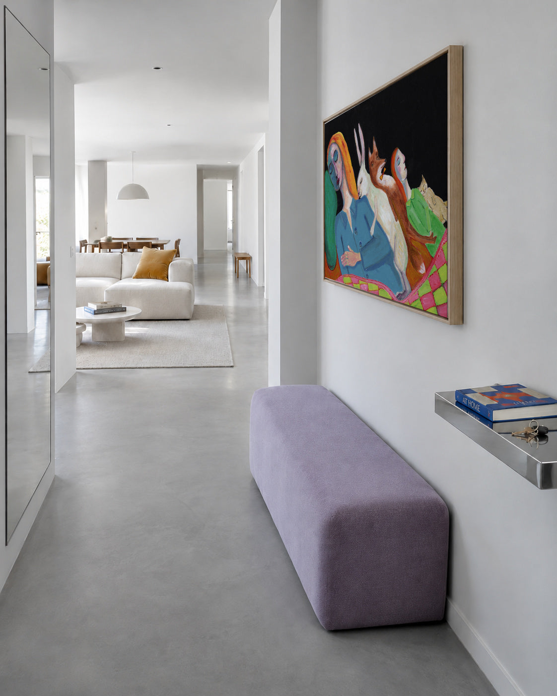 Five in the Bed - Framed canvas in an interior