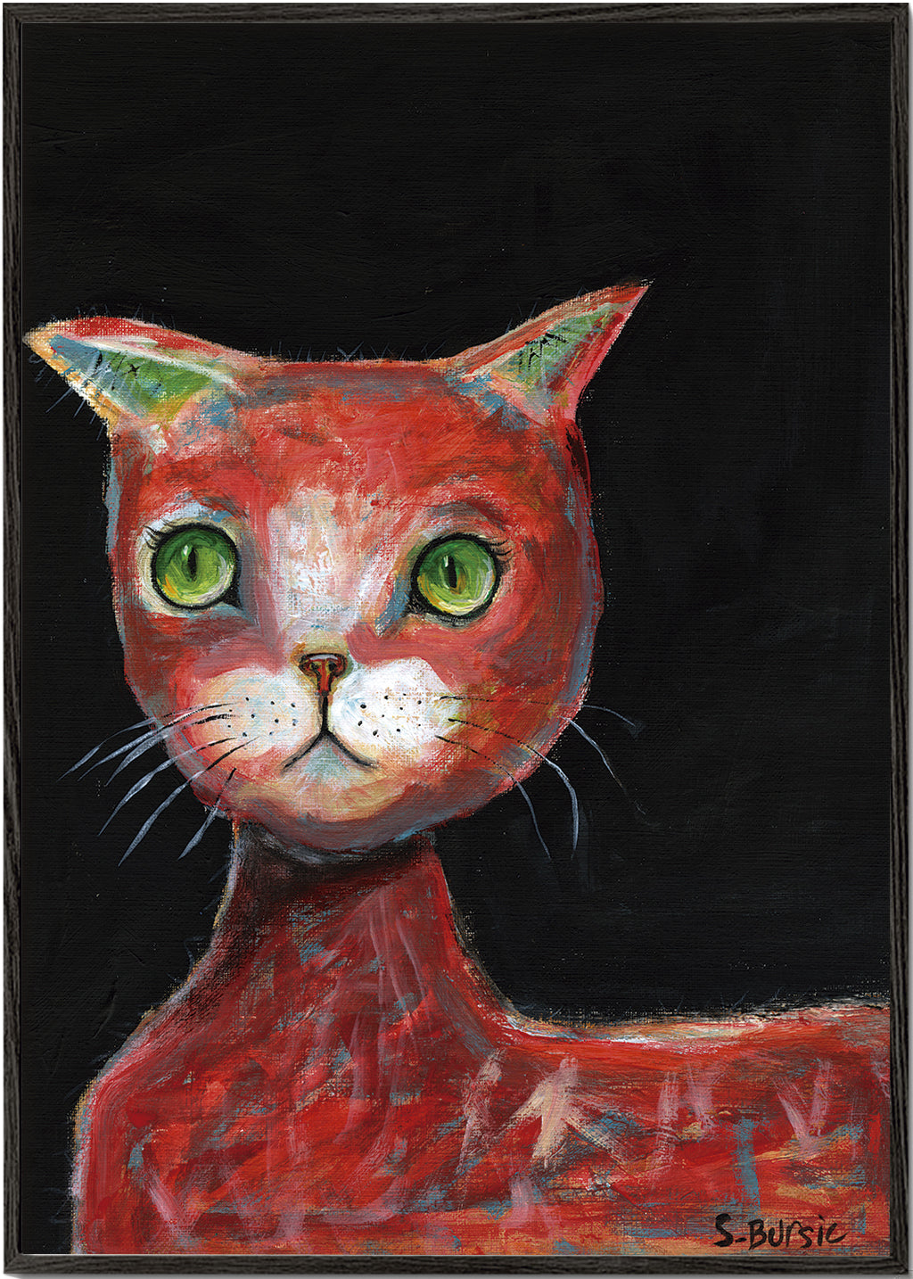 Rode kat schilderij expressief
