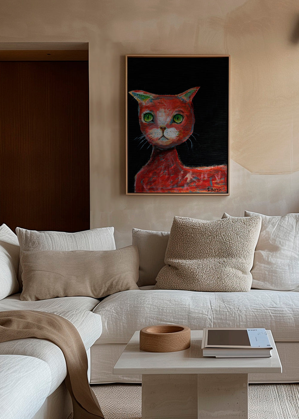 Rode kat schilderij expressief