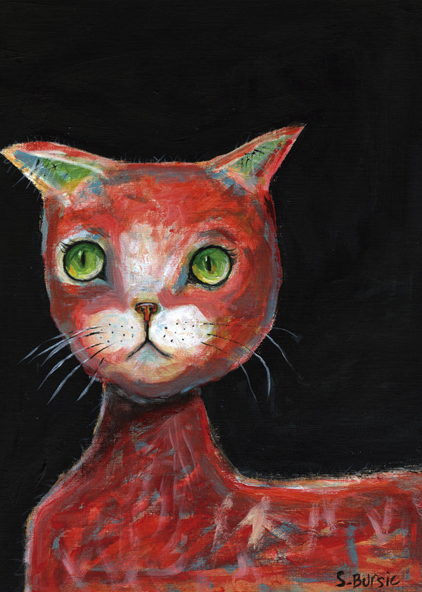 Rode kat schilderij expressief