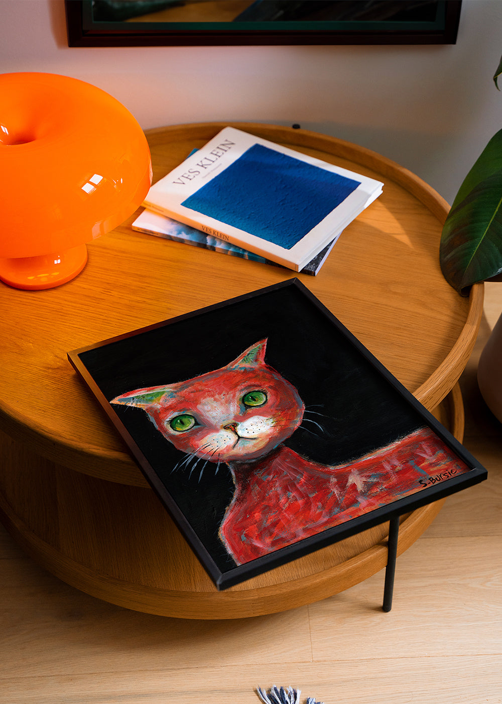 Rode kat schilderij expressief