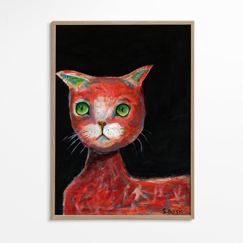 Rode kat schilderij expressief