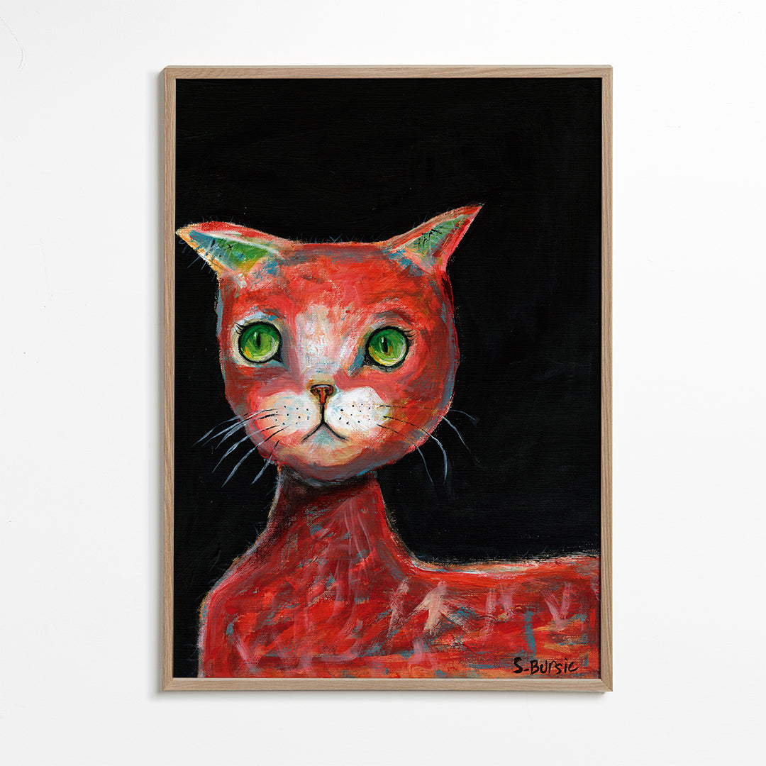 Rode kat schilderij expressief