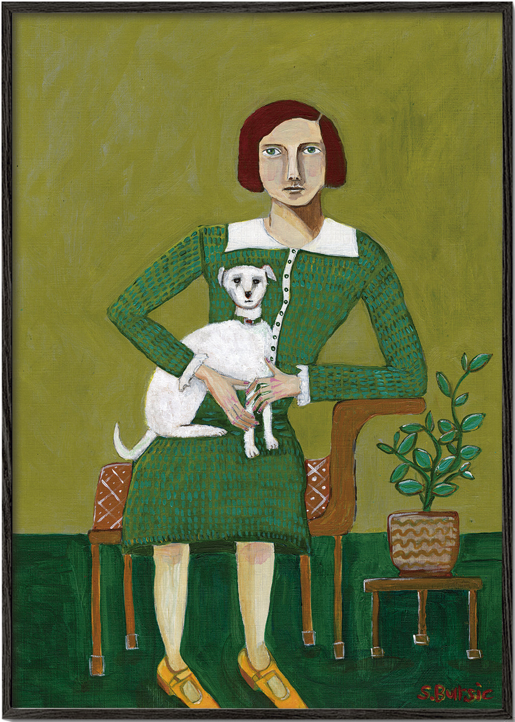 Vintage Lady with her white dog