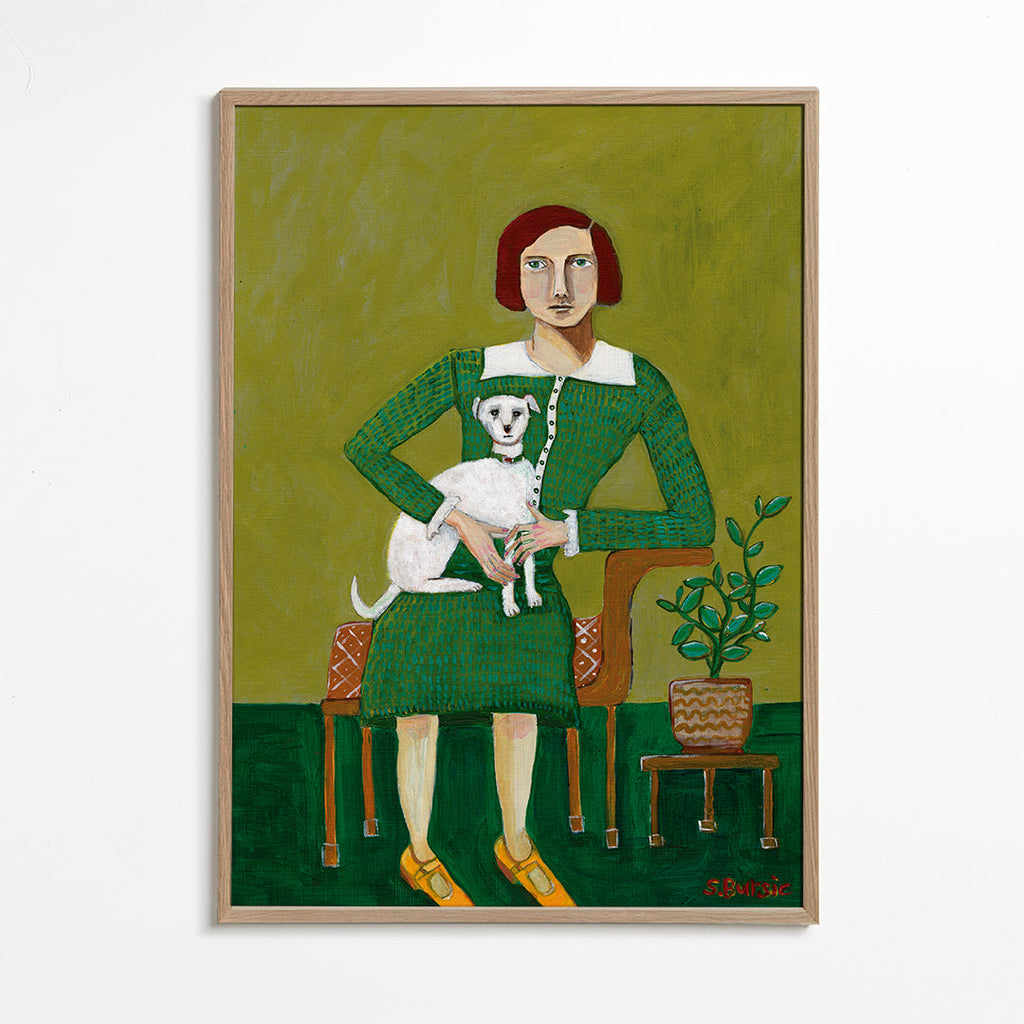 Vintage Lady with her white dog